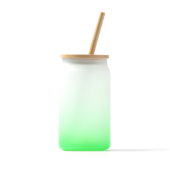 DALBY Glas frosty 350 ml met deksel en rietje - lichtgroen