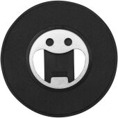 Ain magnetische telefoonstandaard van gerecycled plastic met flesopener - Zwart Ain magnetische telefoonstandaard van gerecycled plastic met flesopener - Zwart