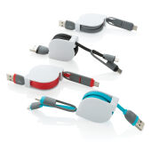 3-in-1 kabel met oprolmechanisme, zwart