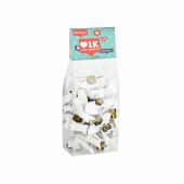 Blokzakje met kopkaartje en 150 gram snoep, Transparant/Wit, Hollandse Hopjes