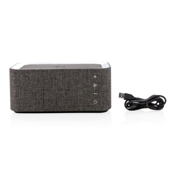 Vogue speaker met 5W draadloze oplader, grijs, zwart Vogue speaker met 5W draadloze oplader, grijs, zwart