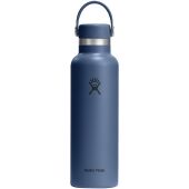 Hydro Flask Standard Mouth 621 ml geïsoleerde roestvrijstalen waterfles met rietje-dop - Middenblauw