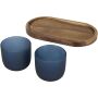 Male houten serveerblad en glazen bekerset - matte afwerking - Hale blauw