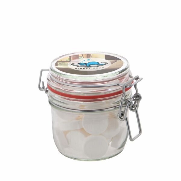 Weckpotje 0,25 liter, gevuld met snoep