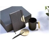 Laura geschenkset met A5 notitieboek met harde kaft en balpen (zwarte inkt) - Zwart