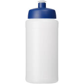 Baseline® Plus grip 500 ml sportfles met sportdeksel - Transparent/Blauw