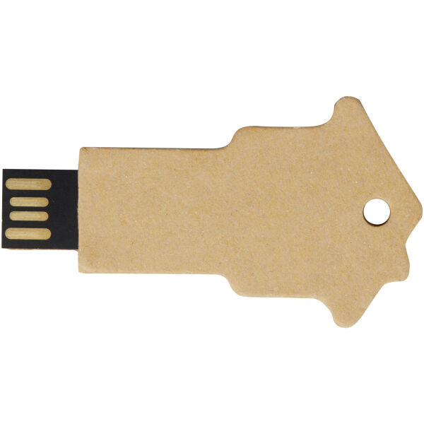 Huisvormige USB 2.0 van gerecycled papier - Kraft bruin - 64GB