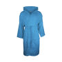 T1-Bvelour Velour Bathrobe Hooded - Aqua Azure