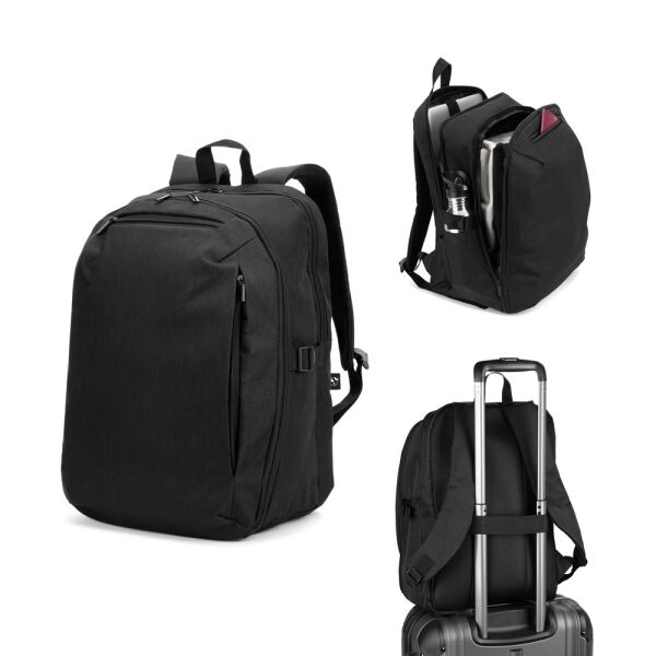 UDINE. Travel backpack with one full opening compartment in high density 300D recycled polyester 16" UDINE. Travel backpack with one full opening compartment in high density 300D recycled polyester 16"