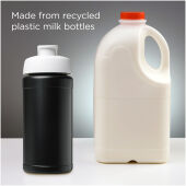 Baseline 500 ml gerecyclede drinkfles met klapdeksel - Zwart/Wit