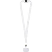 Addie sublimatie RPET-lanyard met telefoonhouder en veiligheidssluiting - Zwart/Wit - 10mm