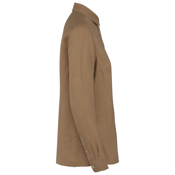 Linnen damesblouse Cream Coffee M Linnen damesblouse Cream Coffee M