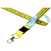 Isla 1-meter RPET sublimatie lanyard met safety breakaway sluiting - Geel/Zwart/Wit