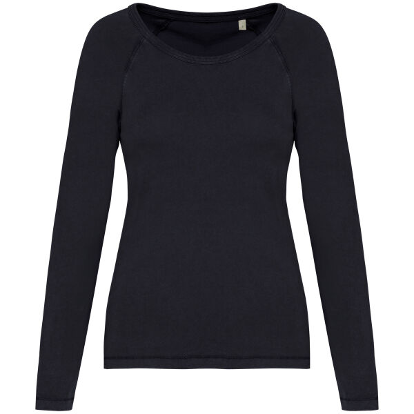 Ecologisch dames T-shirt met lange raglanmouwen