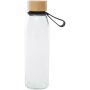 Porto 500 ml glazen waterfles met siliconen handgreep en bamboe deksel - Zwart