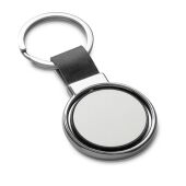 ALBRIGHT. Metalen en PU sleutelhanger geschikt voor personalisatie door doming