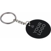 Recyclede roestvrijstalen ronde sleutelhanger Risa zwart