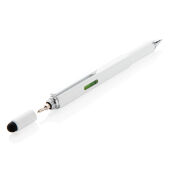 5-in-1 aluminium toolpen, wit