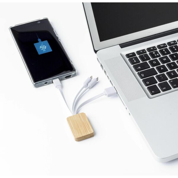 Bamboe oplaadkabel Brandan wit Bamboe oplaadkabel Brandan wit