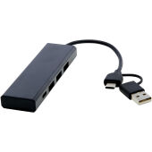 Rise USB 2.0 hub van RCS gerecycled aluminium - Zwart