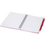 Niove recycled plastic soft cover notebook and ballpoint pen set (blue ink) - Red Niove recycled plastic soft cover notebook and ballpoint pen set (blue ink) - Red