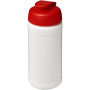 Baseline 500 ml gerecyclede drinkfles met klapdeksel - Wit/Rood Baseline 500 ml gerecyclede drinkfles met klapdeksel - Wit/Rood