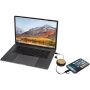 Chechia 5-in-1 100 cm intrekbare datasynchronisatie- en 45 W snellaadkabel van gerecycled plastic met bamboe details - Zwart