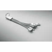 HUBLUE - 5-in-1 laadkabel sleutelhanger - Zilver