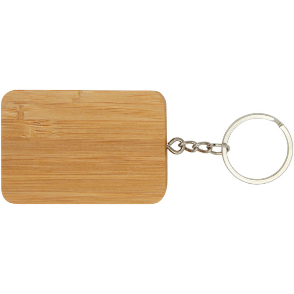 Reel 6-in-1 retractable bamboo key ring charging cable - Natural