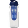 H2O Active® Base 650 ml sportfles en infuser met flipcapdeksel - Transparant/Blauw