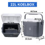 Brisby Koelbox - Frigobox - 22L - Grijs - Tot maximaal 40 uur isolatie - Incl. 4 dikke koelelementen van 450ml - Temperatuur veilige sluiting - Nieuw ontwerp met koelelementen vergrendeld in deksel