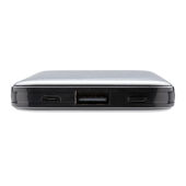 5.000 mAh zakformaat powerbank met geïntegreerde kabels, zwart