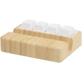 Algol telefoonstandaard en fidgetspeeltje van gerecycled plastic met bamboedetails - Hout