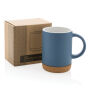 Keramische mok met kurken bodem 280 ml, blauw