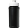 Baseline 500 ml gerecyclede drinkfles met klapdeksel - Zwart/Wit Baseline 500 ml gerecyclede drinkfles met klapdeksel - Zwart/Wit