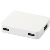 Gaia 4 poorts USB hub met uitgangen voor USB-A en Type-C en dubbele ingang van gerecycled plastic