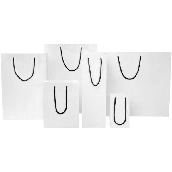 Handmade 170 g/m2 integra paper bag with plastic handles - small - White/Solid black