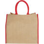 Harry jute draagtas met gekleurde accenten 25L - Naturel/Rood Harry jute draagtas met gekleurde accenten 25L - Naturel/Rood