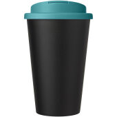 Americano® Eco 350 ml gerecyclede beker met spill-proof deksel - Aquablauw/Zwart