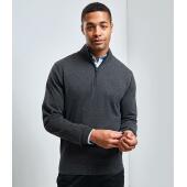 Zip Neck Sweater, Black, 5XL, Premier