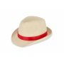 Strohoed met gekleurde band - Rood