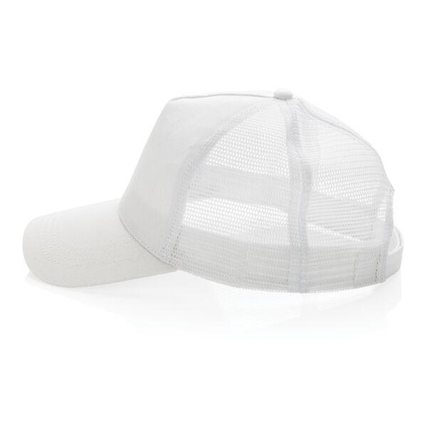 Impact AWARE™ 5 panel recycled katoenen truckercap, wit Impact AWARE™ 5 panel recycled katoenen truckercap, wit