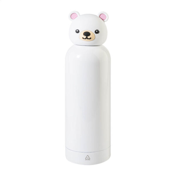 Kinderbeker dubbelwandig Dieren | Gerecycled RVS | 500 ml | Schoolbeker | Beer | Wit Kinderbeker dubbelwandig Dieren | Gerecycled RVS | 500 ml | Schoolbeker | Beer | Wit