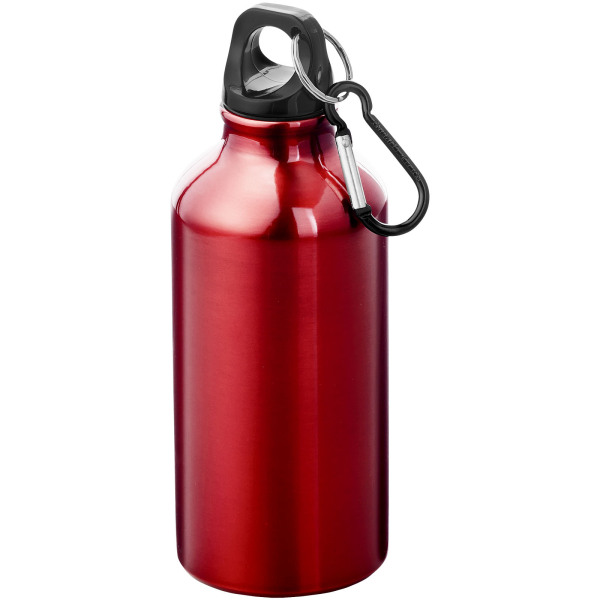 Oregon 400 ml RCS certified recycled aluminium water bottle with carabiner - Red