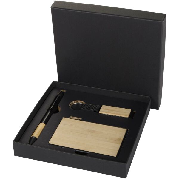 Minka balpen van RCS gerecycled aluminium, sleutelhanger en RFID-kaarthouder geschenkset