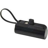 Alnair Type-C powerbank van 5000 mAh 10 W van gerecycled plastic met ingebouwde klapstandaard en 2 in 1 kabel - Zwart
