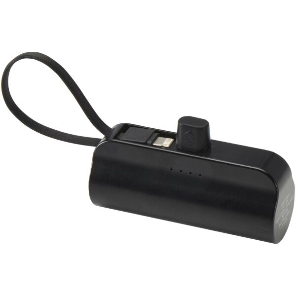 Alnair Type-C powerbank van 5000 mAh 10 W van gerecycled plastic met ingebouwde klapstandaard en 2 in 1 kabel - Zwart Alnair Type-C powerbank van 5000 mAh 10 W van gerecycled plastic met ingebouwde klapstandaard en 2 in 1 kabel - Zwart