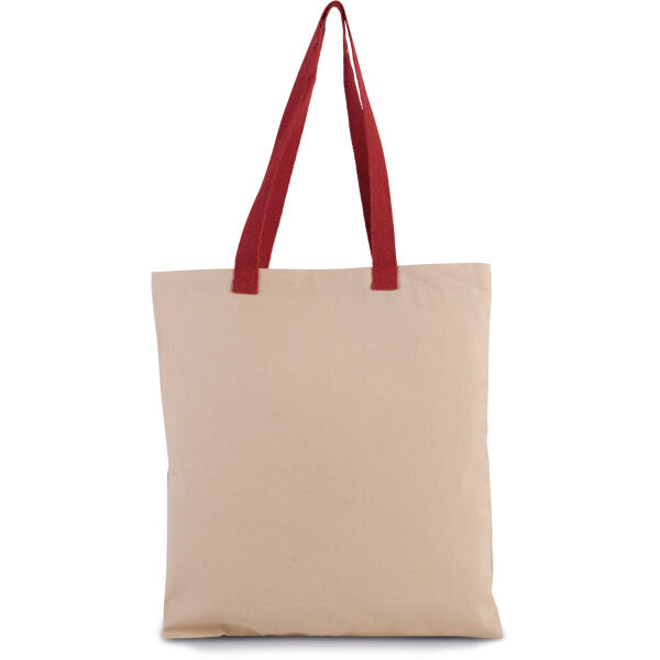 Platte shopper van canvas met contrasterend hengsel
