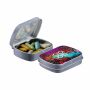 Mini scharnierblikje met snoep, Grijs, Dropstaafjes mix