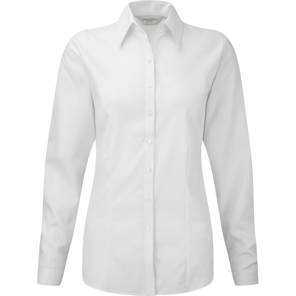 Ladies Long Sleeve Herringbone Shirt White XL Ladies Long Sleeve Herringbone Shirt White XL
